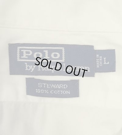 画像2: 90'S RALPH LAUREN "STEWARD" ポプリン フラップ付きポケット 長袖 オープンカラーシャツ ホワイト (VINTAGE)