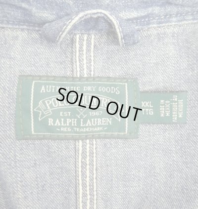 画像2: RALPH LAUREN "POLO COUNTRY" 月桂樹ボタン デニム カバーオール インディゴ (USED)