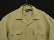 他の写真1: 90'S RALPH LAUREN レーヨン/リネン フラップ付きポケット 長袖 オープンカラーシャツ ベージュ (VINTAGE)