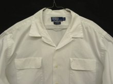 他の写真1: 90'S RALPH LAUREN "STEWARD" ポプリン フラップ付きポケット 長袖 オープンカラーシャツ ホワイト (VINTAGE)