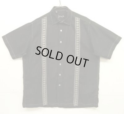画像1: GUAYABERA SHIRT 半袖 キューバシャツ 後染めブラック (VINTAGE)