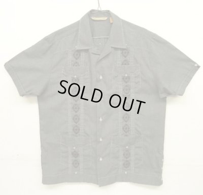 画像1: GUAYABERA SHIRT オープンカラー 半袖 キューバシャツ 後染めブラック (VINTAGE)