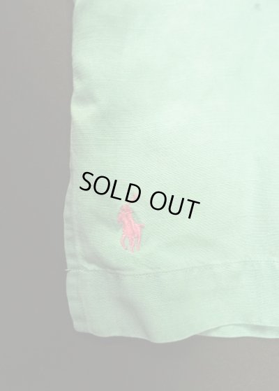 画像3: 90'S RALPH LAUREN "CALDWELL" シルク/リネン 裾ロゴ 半袖 オープンカラーシャツ ミントグリーン (VINTAGE)