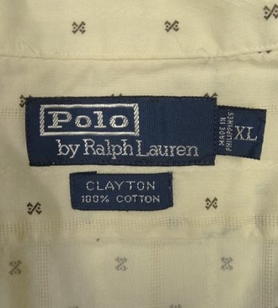 画像2: 90'S RALPH LAUREN "CLAYTON" コットン 半袖 オープンカラーシャツ オフホワイトベース/小紋柄 (VINTAGE)