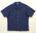 画像1: 90'S RALPH LAUREN リネン/コットン ロゴ無し 半袖 オープンカラーシャツ ネイビー (VINTAGE) (1)