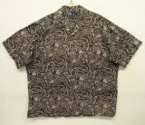 90'S RALPH LAUREN "CLAYTON" コットン 半袖 オープンカラーシャツ ブラックベース/ドラゴン柄 (VINTAGE)