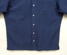 他の写真3: 90'S RALPH LAUREN リネン/コットン ロゴ無し 半袖 オープンカラーシャツ ネイビー (VINTAGE)
