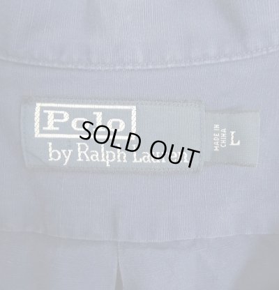 画像2: 90'S RALPH LAUREN リネン/コットン ロゴ無し 半袖 オープンカラーシャツ ネイビー (VINTAGE)