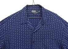 他の写真1: 90'S RALPH LAUREN "CLAYTON" レーヨン 半袖 オープンカラーシャツ ネイビー/ホワイト小紋柄 (VINTAGE)