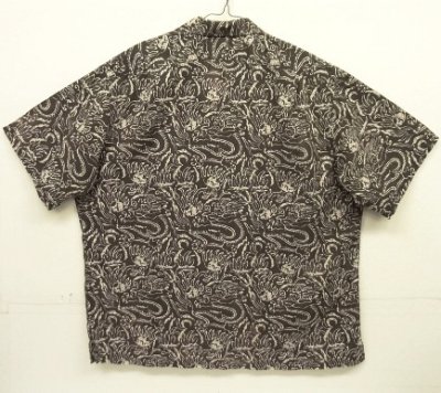 画像3: 90'S RALPH LAUREN "CLAYTON" コットン 半袖 オープンカラーシャツ ブラックベース/ドラゴン柄 (VINTAGE)