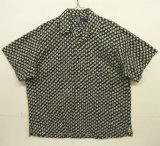 90'S RALPH LAUREN "ADAMS" コットン 半袖 オープンカラーシャツ ブラック/ホワイト 小花柄 (VINTAGE)