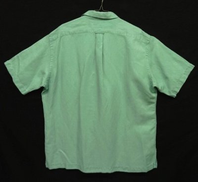 画像4: 90'S RALPH LAUREN "CALDWELL" シルク/リネン 裾ロゴ 半袖 オープンカラーシャツ ミントグリーン (VINTAGE)