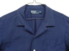 他の写真1: 90'S RALPH LAUREN リネン/コットン ロゴ無し 半袖 オープンカラーシャツ ネイビー (VINTAGE)