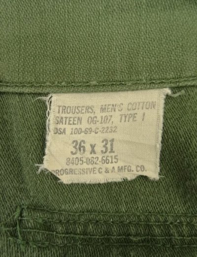 画像2: 60'S アメリカ軍 US ARMY "OG107" コットンサテン ベイカーパンツ SCOVILLアルミジップ W36L31 (VINTAGE)