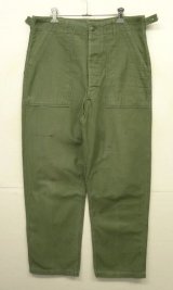 60'S アメリカ軍 US ARMY "OG107" 初期モデル コットンサテン 平ボタン ベイカーパンツ W34L33 (VINTAGE)