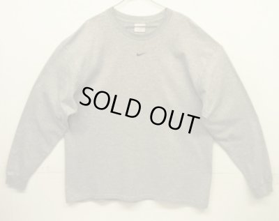 画像1: 00'S NIKE 銀タグ SWOOSHセンターロゴ刺繍 長袖 Tシャツ グレー (VINTAGE)