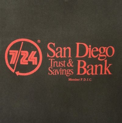 画像5: 90'S SAN DIEGO TRUST & SAVINGS BANK シングルステッチ 両面プリント 半袖 Tシャツ フェードブラック USA製 (VINTAGE)