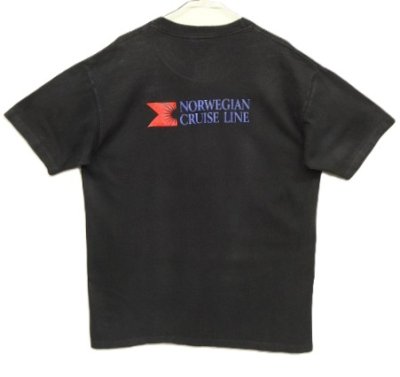 画像4: 90'S NORWEGIAN CRUISE LINE シングルステッチ 両面プリント 半袖 Tシャツ ダークネイビー USA製 (VINTAGE)