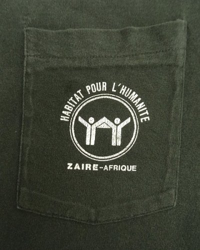 画像3: 90'S ZAIRE-AFRIQUE シングルステッチ 両面プリント ポケット付き 半袖 Tシャツ ブラック USA製 (VINTAGE)