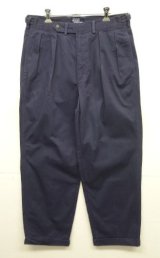90'S RALPH LAUREN アジャスター付き ツープリーツ チノパンツ ネイビー USA製 (VINTAGE)