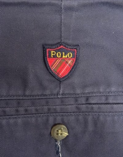 画像5: 90'S RALPH LAUREN アジャスター付き ツープリーツ チノパンツ ネイビー USA製 (VINTAGE)
