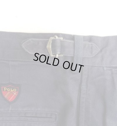 画像3: 90'S RALPH LAUREN アジャスター付き ツープリーツ チノパンツ ネイビー USA製 (VINTAGE)