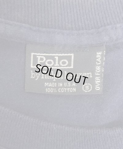 画像2: 90'S RALPH LAUREN シングルステッチ 耳付きポケット 半袖 Tシャツ ネイビー USA製 (VINTAGE)
