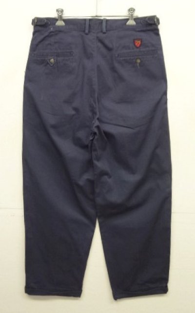 画像4: 90'S RALPH LAUREN アジャスター付き ツープリーツ チノパンツ ネイビー USA製 (VINTAGE)
