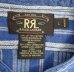 画像2: 90'S RRL 初期 三ツ星タグ コットン/リネン マチ付き バンドカラーシャツ インディゴストライプ (VINTAGE) (2)