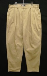 90'S RALPH LAUREN "ボックスロゴ" ツープリーツ チノパンツ タン (VINTAGE)