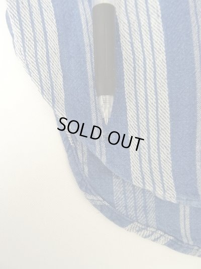 画像6: 90'S RRL 初期 三ツ星タグ コットン/リネン マチ付き バンドカラーシャツ インディゴストライプ (VINTAGE)