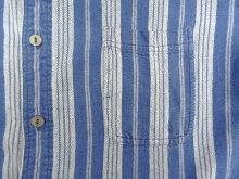 他の写真2: 90'S RRL 初期 三ツ星タグ コットン/リネン マチ付き バンドカラーシャツ インディゴストライプ (VINTAGE)