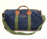 80'S LL Bean キャンバス/レザー ダッフルバッグ ネイビー/オリーブ USA製 (VINTAGE)