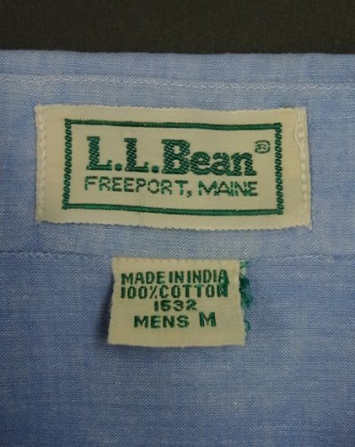 画像2: 80'S LL Bean インド綿 長袖 シャツ ブルー インド製 (VINTAGE)