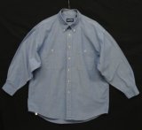 90'S LANDS' END コットン100% シャンブレー 長袖 BDシャツ ブルー USA製 (VINTAGE)