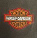 画像3: 90'S HARLEY DAVIDSON 両面ロゴ刺繍 モックネック 長袖 Tシャツ ブラック (VINTAGE) (3)