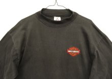 他の写真1: 90'S HARLEY DAVIDSON 両面ロゴ刺繍 モックネック 長袖 Tシャツ ブラック (VINTAGE)