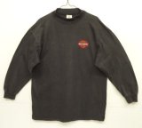 90'S HARLEY DAVIDSON 両面ロゴ刺繍 モックネック 長袖 Tシャツ ブラック (VINTAGE)