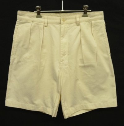 画像1: 90'S RALPH LAUREN "TYLER SHORT" ツープリーツ チノショーツ オフホワイト (VINTAGE)