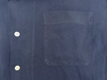他の写真2: 90'S RALPH LAUREN シルク/リネン 裾ロゴ 半袖 オープンカラーシャツ ネイビー (VINTAGE)