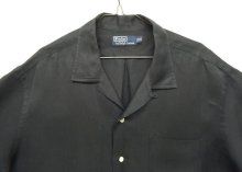 他の写真1: 90'S RALPH LAUREN シルク/リネン 裾ロゴ 半袖 オープンカラーシャツ ブラック (VINTAGE)
