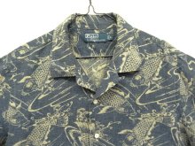 他の写真1: 90'S RALPH LAUREN リネン/コットン 半袖 オープンカラーシャツ インディゴ/鯉柄 (VINTAGE)