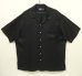 画像1: 90'S RALPH LAUREN シルク/リネン 裾ロゴ 半袖 オープンカラーシャツ ブラック (VINTAGE) (1)