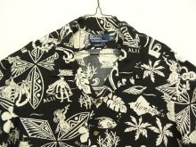 他の写真1: 90'S RALPH LAUREN "CLASSIC FIT" ビスコース 半袖 オープンカラーシャツ ブラックベース/ホワイト柄 (VINTAGE)