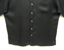 他の写真3: 90'S RALPH LAUREN シルク/リネン 裾ロゴ 半袖 オープンカラーシャツ ブラック (VINTAGE)