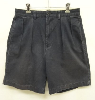画像1: 90'S RALPH LAUREN "TYLER SHORT" ツープリーツ チノショーツ ネイビー (VINTAGE)