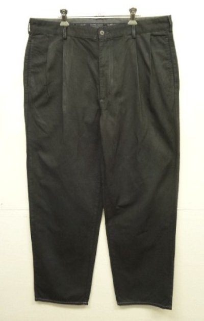 画像1: 90'S RALPH LAUREN "HAMMOND PANT" ツープリーツ チノパンツ 後染めブラック (VINTAGE)
