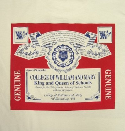 画像2: 90'S COLLEGE OF WILLIAM & MARY シングルステッチ 両面プリント 半袖 Tシャツ ホワイト USA製 (DEADSTOCK)