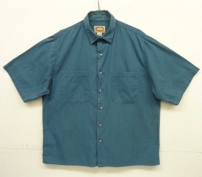 画像1: 80'S BANANA REPUBLIC 旧タグ コットン 半袖 ボックスシャツ ブルー (VINTAGE)