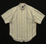 90'S GAP 旧タグ オックスフォード 半袖 BDシャツ ストライプ柄 USA製 (VINTAGE)